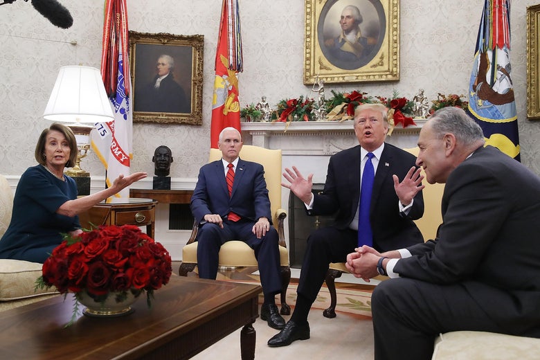 Nancy Pelosi, Donald Trump, and Chuck Schumer enjoy each other's company.